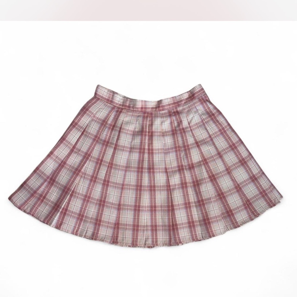Brand New Women’s Pastel Pink Plaid Pleated Skirt Without Tags